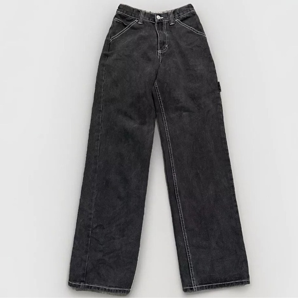 Brandy Melville Jeans Womens Small Black Jeans Carpenter J Galt Cotton Straight - Picture 1 of 11